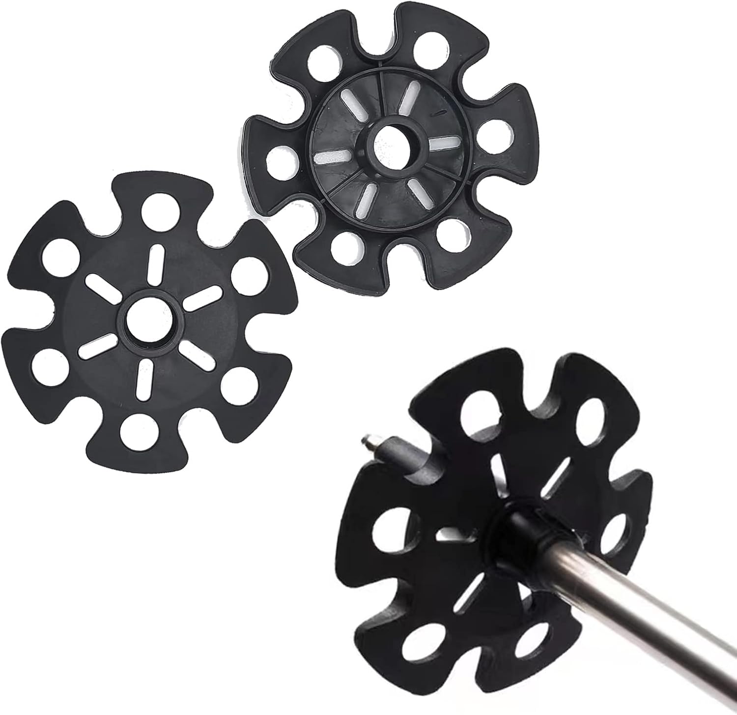 Leewoth 8 cestas de nieve para bastón de senderismo y puntas de goma para bastones, accesorio de repuesto de bastón de esquí extraíble (negro)