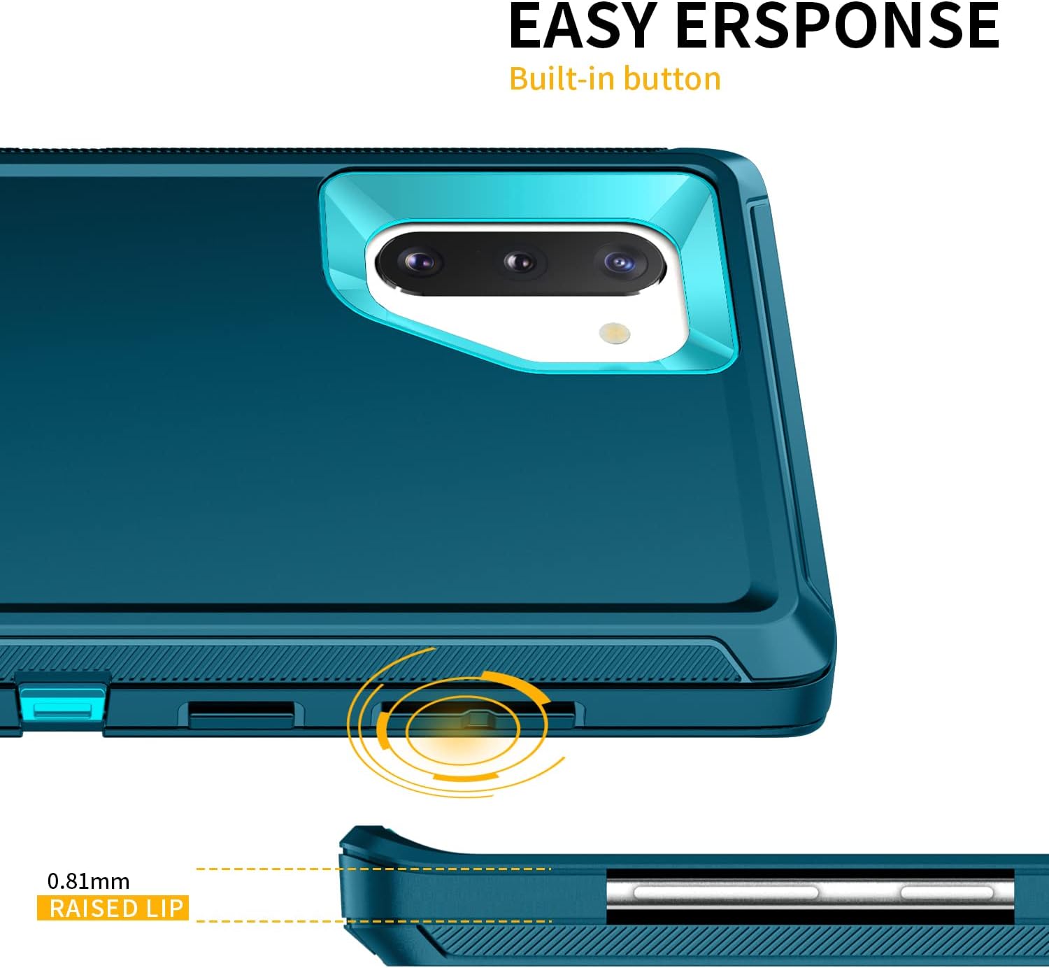 Funda para Galaxy Note 10, a prueba de golpes, protección de cuerpo completo de 3 capas sin protector de pantalla, funda rígida resistente de alto