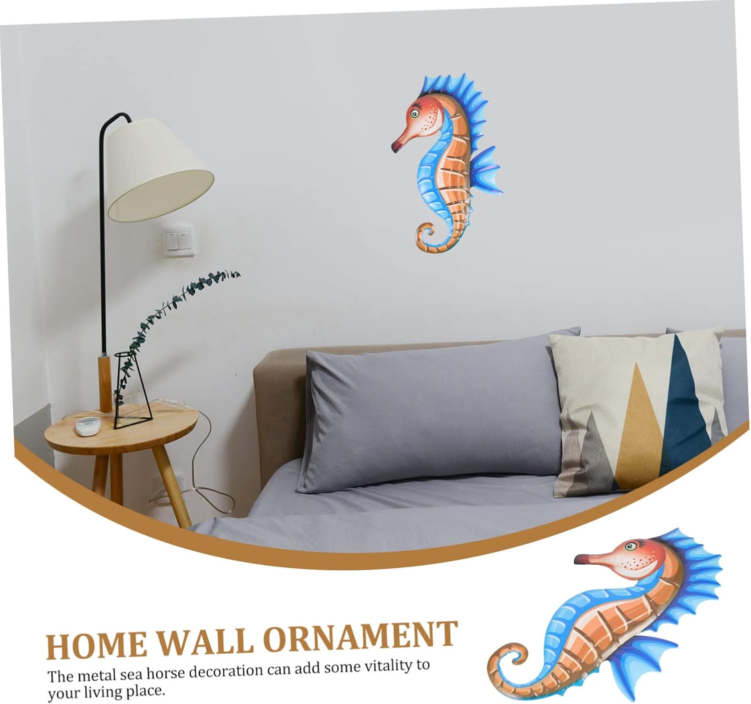 Garneck 4pcs wall hanging sea horse figurine nautical wall sculpture seahorse wall decorations decorative wall art metal household decor Metal Craft