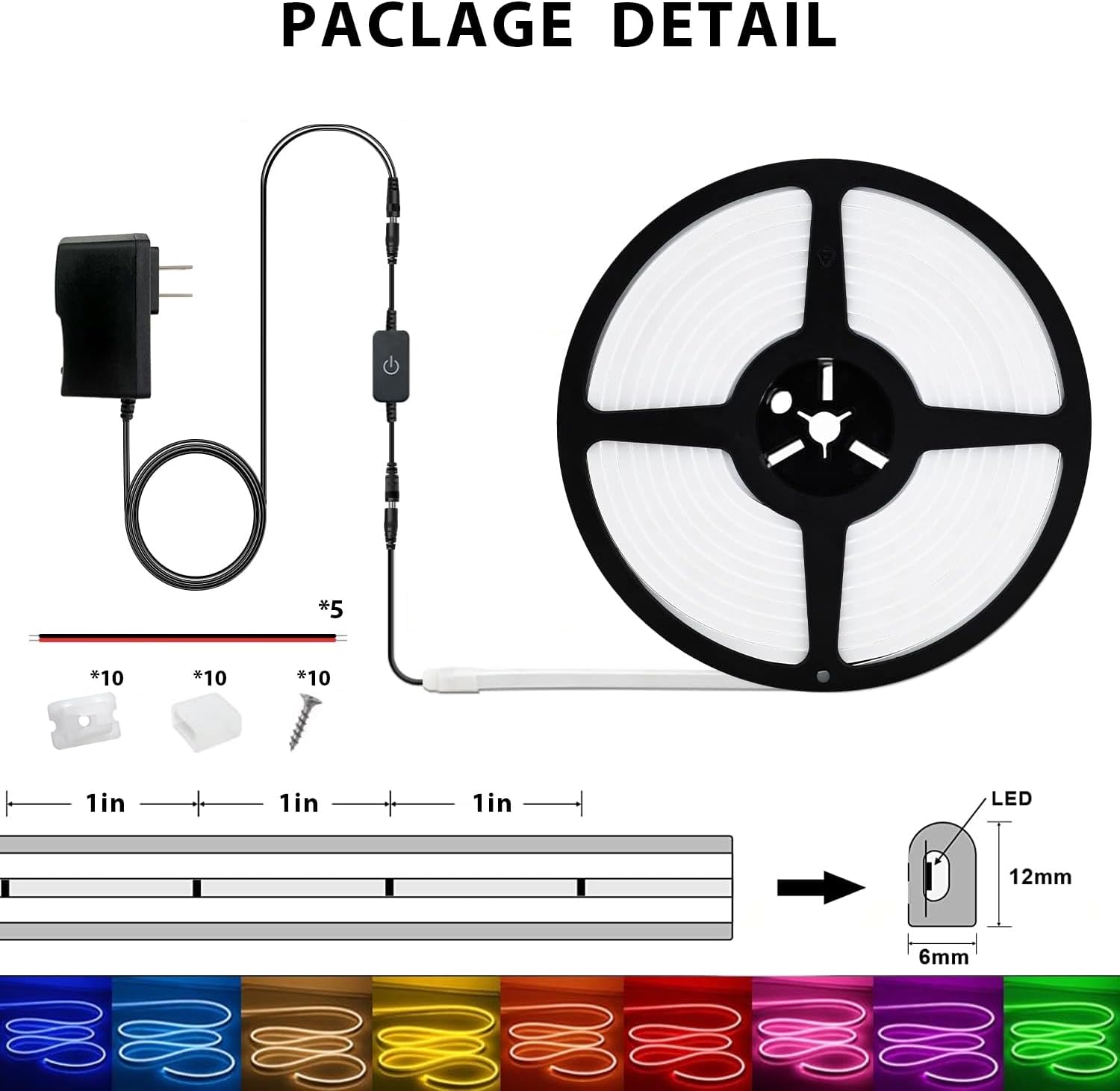 Tira de luces LED de neón verde de 12 V, flexible, impermeable, 16.4 pies, cuerda de luz de neón LED de 16.4 ft, cuerda de luz de silicona para