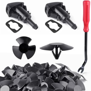 Xislet 30 retenedores de aislamiento de capó que reemplazan a 4878883AA, incluye 2 boquillas para limpiaparabrisas delantero de repuesto 4805742AB, Xislet 30 retenedores de aislamiento de capó que reemplazan a 4878883AA, incluye 2 boquillas para limpiaparabrisas delantero de repuesto 4805742AB,