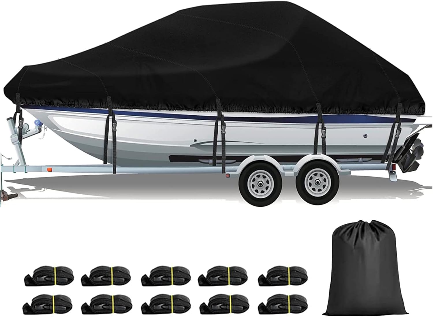 Funda para barco de 20 a 22 pies, impermeable, Oxford, resistente, poliéster 600D, ajuste de lubina, casco en V, velero, tricasco, lancha para