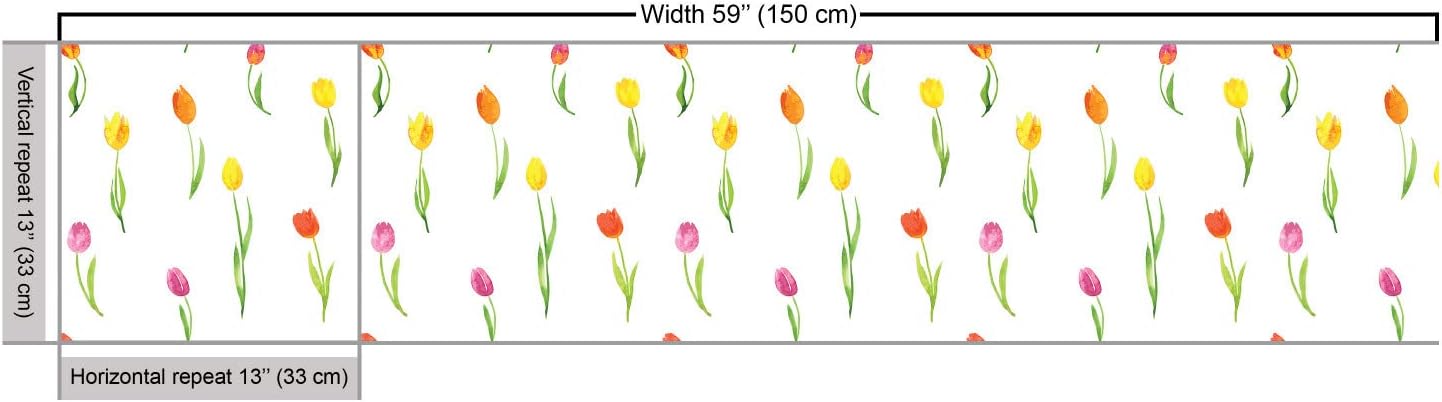 Ambesonne The Yard, tela de flores de acuarela por The Yard, patrón colorido de tulipanes estilo campestre, diseño floral, efecto de acuarela, tela