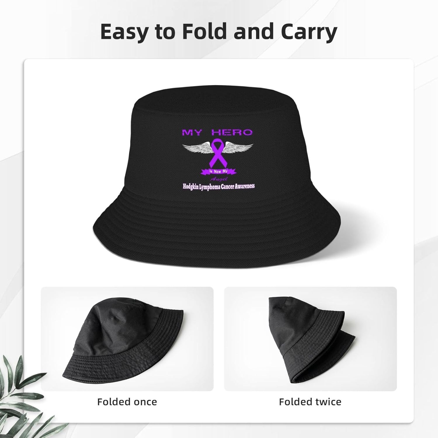 My Hero is Now My Angel Hodgkin – Sombreros de cubo de concienciación sobre el cáncer de linfoma de doble tejido para mujereshombres, sombrero de