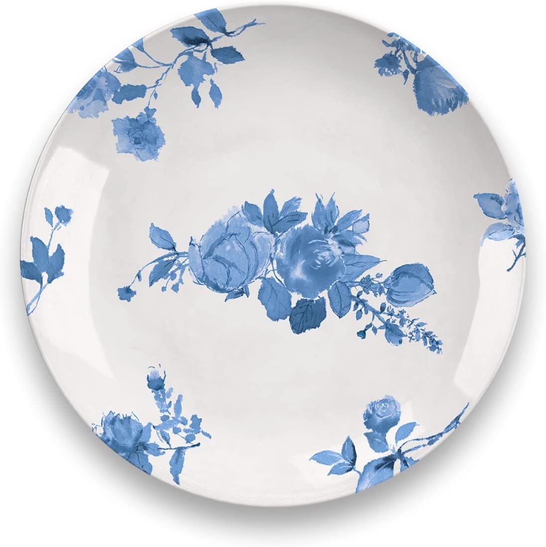 TarHong Abode Homewares Cottage – Plato de ensalada floral azul, 8.4 pulgadas, melamina pura, interiorexterior, azul floral, juego de 6