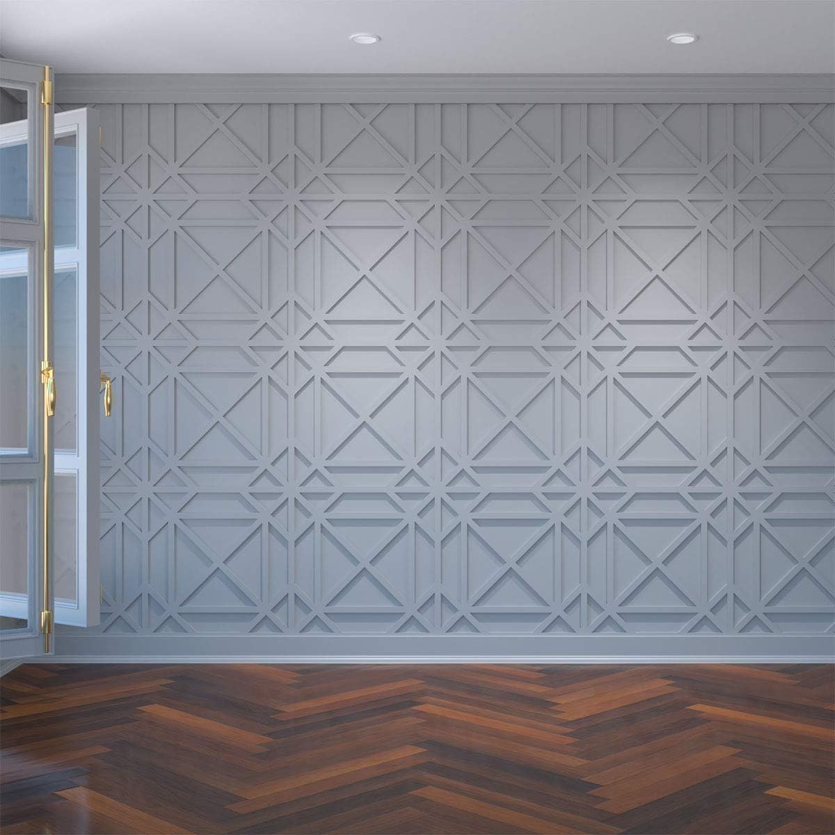 Ekena Millwork 23 38 pulgadas de ancho x 23 38 pulgadas de alto x 38 pulgadas de alto, grandes paneles de pared decorativos Buxton en PVC de grado