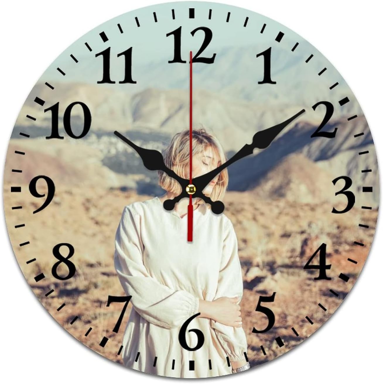 FGHJ Reloj de pared personalizado, diseño de tu propia foto, texto, logotipo, silencioso, sin tictac, reloj digital con foto para dormitorio, sala