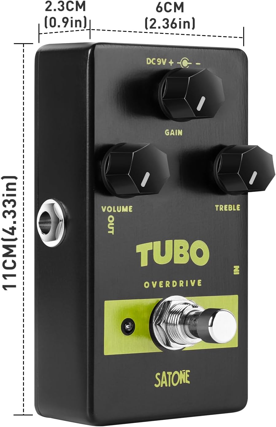 Satone S806 Tubo Overdrive Pedal de efecto de guitarra eléctrica – Pedal de metal acústico preestablecido con efecto de sobremarcha de impulso medio
