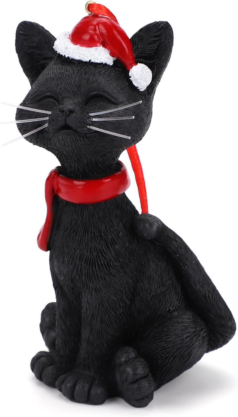 Adorno de Navidad de gato negro colgante para árbol de Navidad, festival, vacaciones, decoración del hogar, regalos para mujeres y hombres