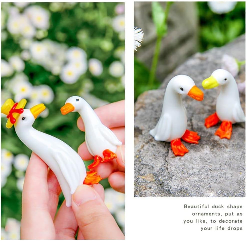 1 figura de ganso de cristal, estatua de cristal de pato, adorno de animal, escultura de jardín, mini figuras de cristal soplado (C)