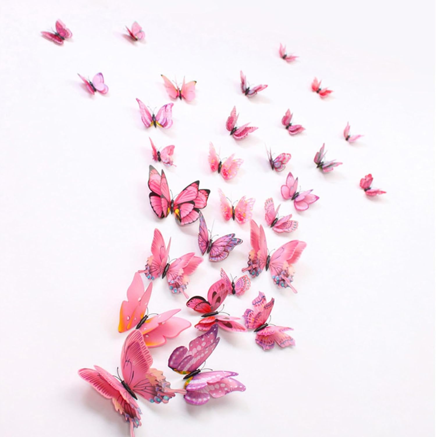 1224 calcomanías 3D tridimensionales de doble capa de simulación de mariposa de imitación autoadhesiva con pegamento para decoraciones de fiestas