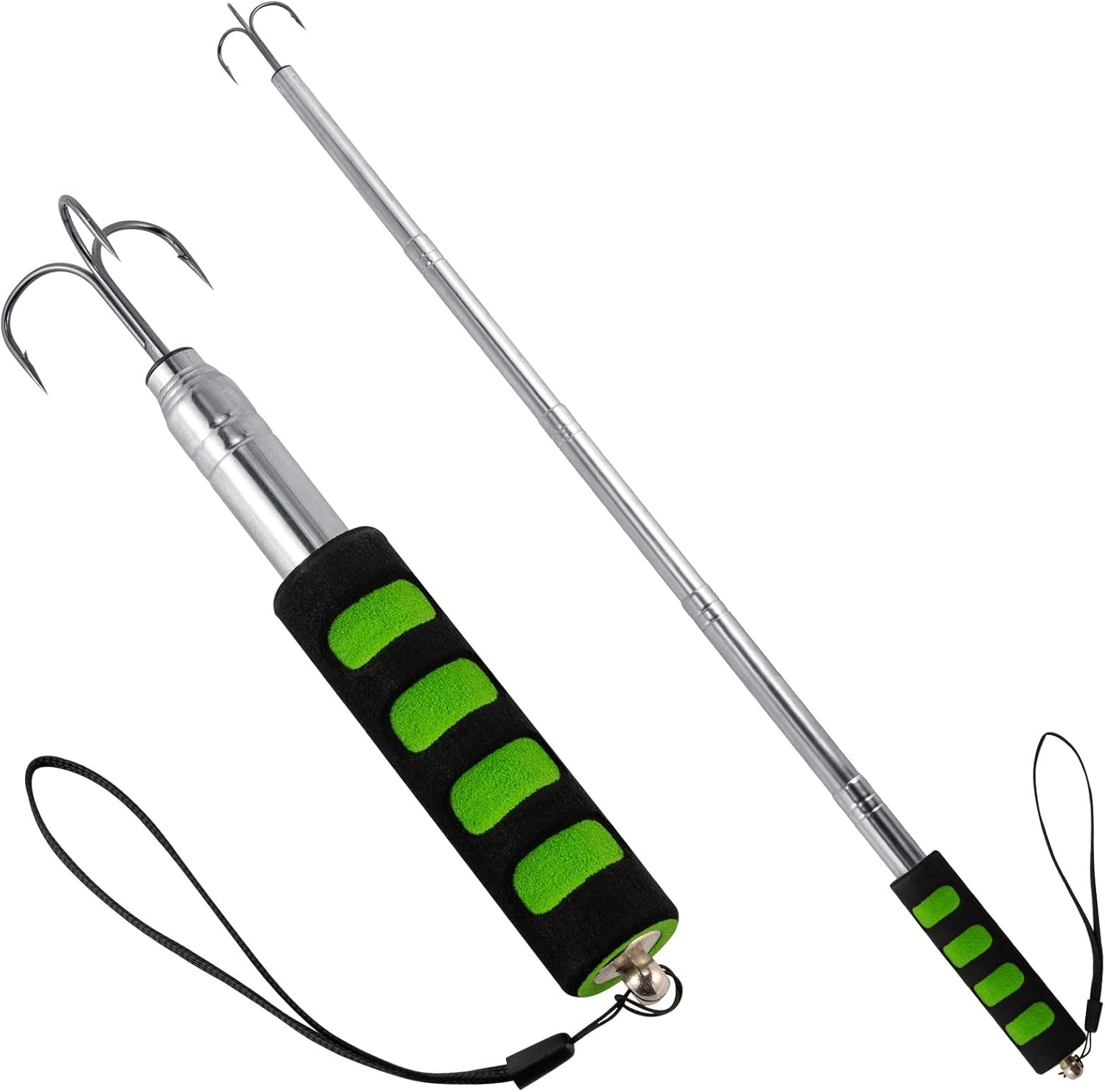 Gaff de pesca telescópica, Lanza de pesca de triple gancho de acero inoxidable, Poste telescópico de aleación de aluminio con gancho, Gaff de