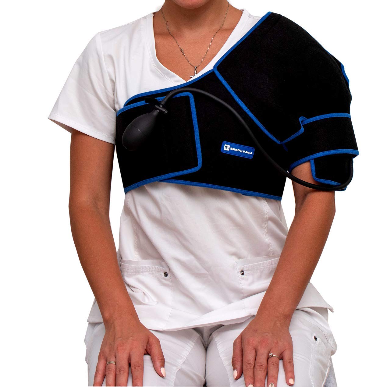 Bolsa de hielo para hombros con compresión y 2 paquetes de gel de hielo, ideal para aliviar el dolor de hombro, alivio del manguito rotador,