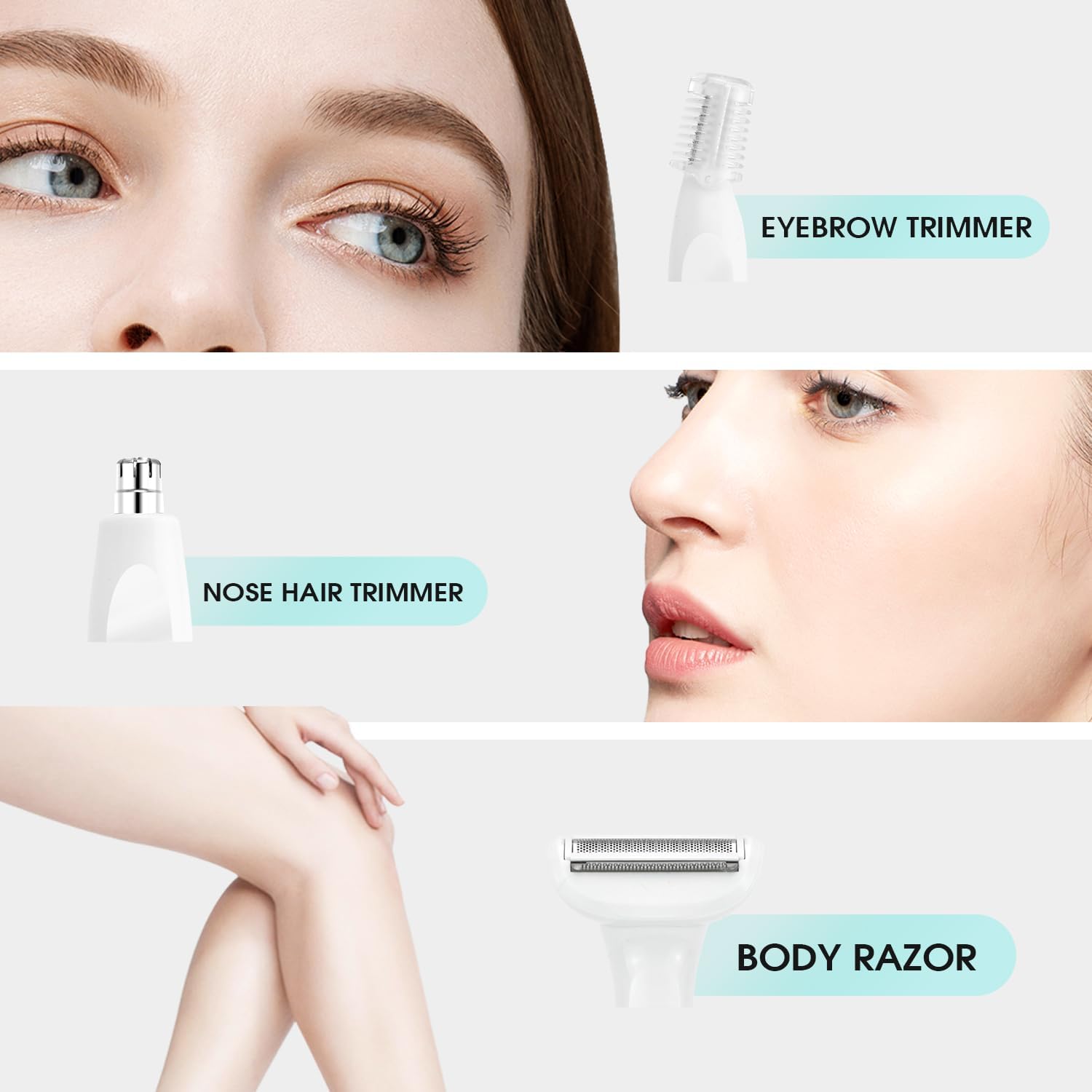 DSP Recortadora 3 en 1 para mujer bikini impermeable, afeitadora de nariz y cejas. Ideal para área privada femenina recortadora eléctrica de bikini