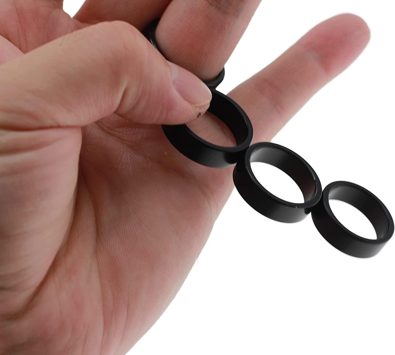 Negro Fuerte Magic PK Anillo Moneda Trucos de Magia Accesorios Decoración de Dedo Anillo de Mago Ilusión Gimmick Accesorios (0.709 in) (0.787 in)