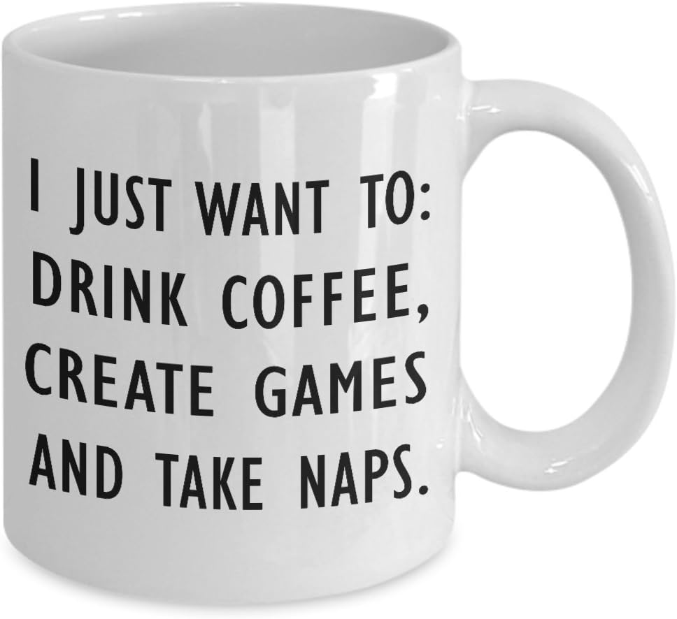 Regalos para diseñador de videojuegos  I Just Want To Drink Coffee And Take Naps  Taza de té motivadora divertida y bonita idea de regalo para
