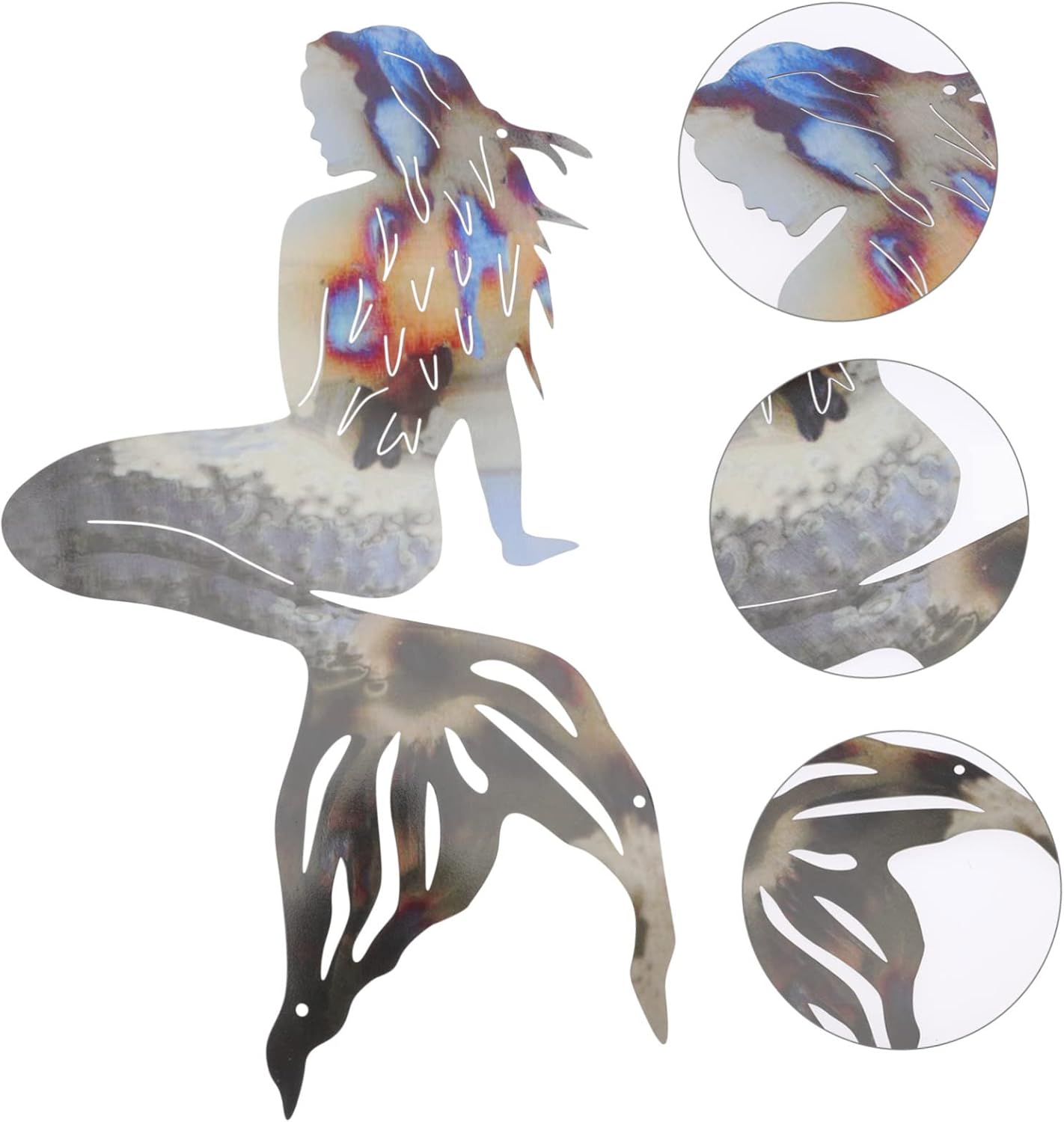 Abaodam 5pcs Mermaid Decoration Metal Mermaid Plaque Metal Mermaid Wall Decor House Ornaments Hanging Metal Mermaid Coastal Wall Decoration Bedroom