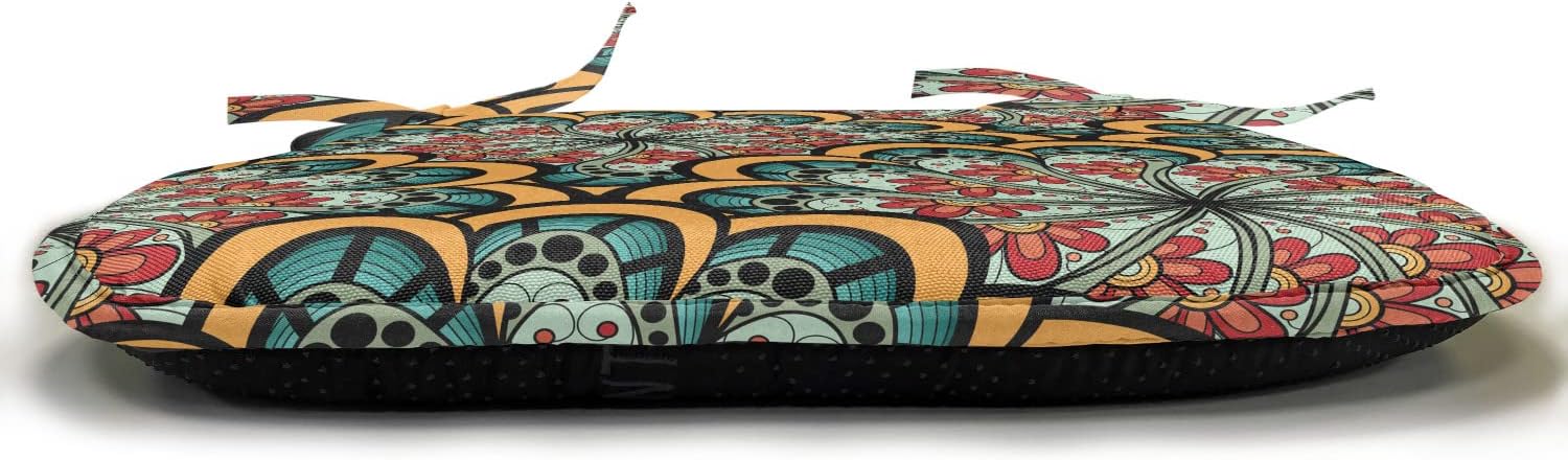 Ambesonne Juego de 6 cojines de asiento para silla, diseño de flores onduladas florecientes como arte de inspiración marroquí, acolchado de asiento