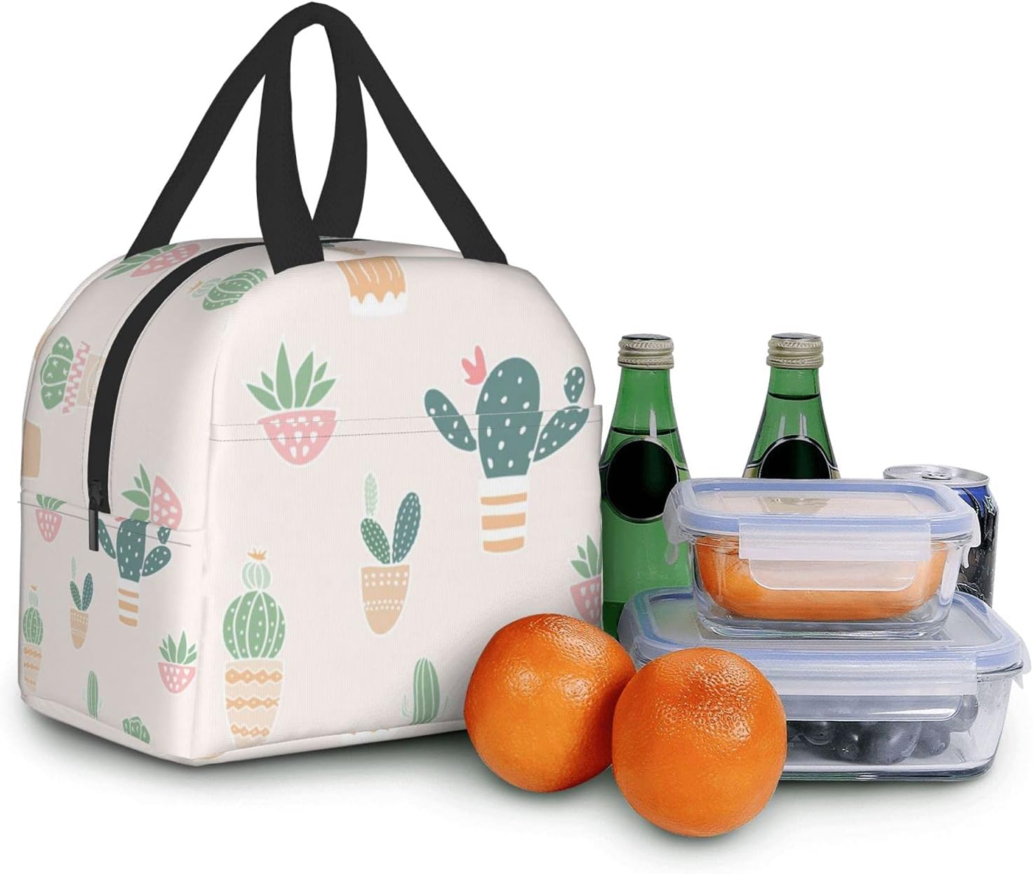 Lonchera térmica reutilizable, bolsa de almuerzo con bolsillo frontal para niños, niñas, mujeres, hombres, escuela, picnic, oficina, trabajo, lindo