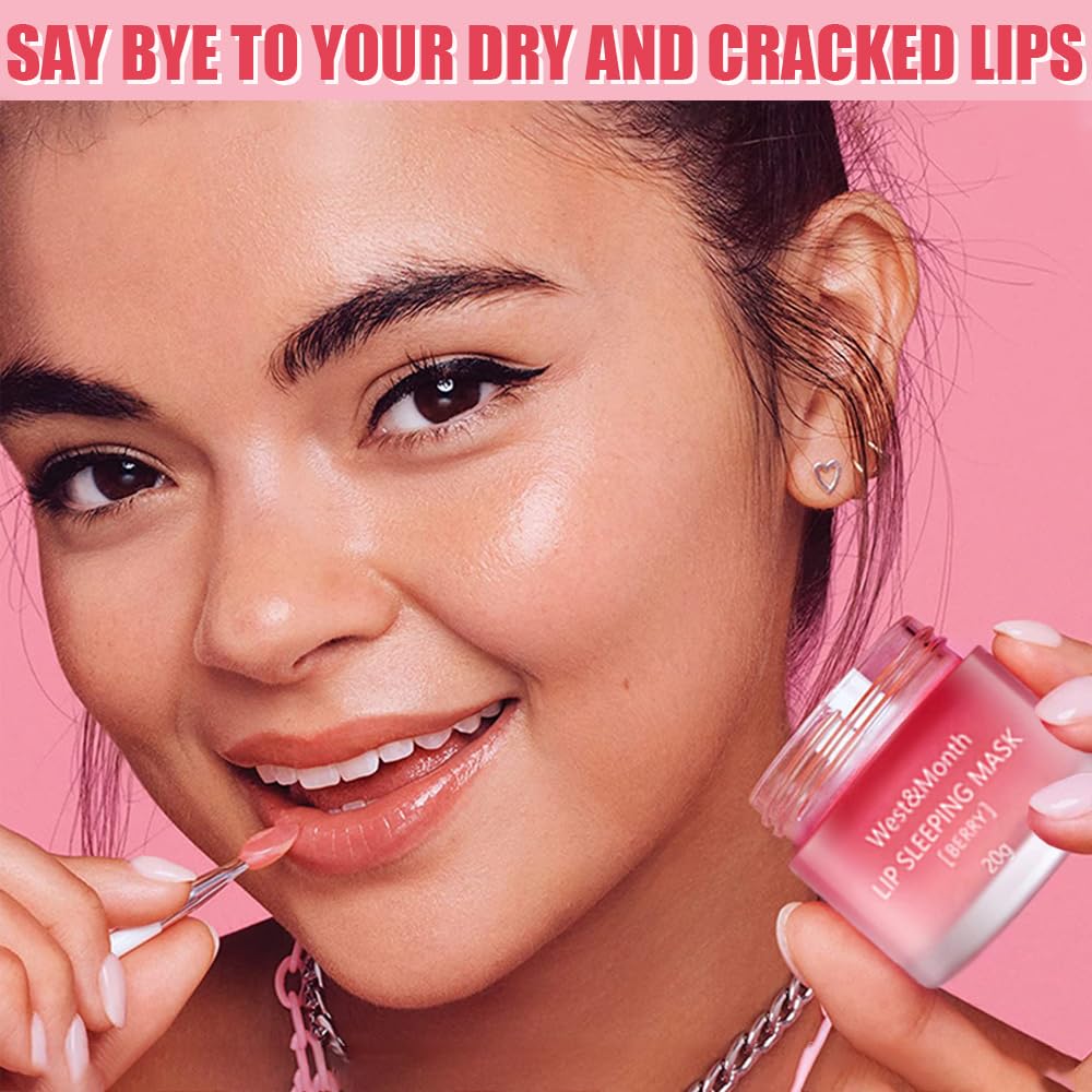 Máscara de labios para dormir, máscara de labios reparadora nocturna, hidratante y prevención exfoliante de labios secos y agrietados, vitamina E