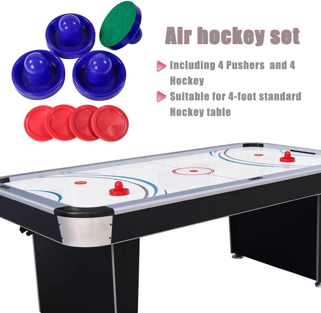 JS&YY Discos y paletas de hockey de aire, juego de 4 empujadores y 4 discos, accesorios de hockey de aire, adecuado para mesas de hockey de más de 4
