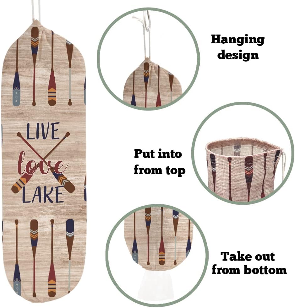 Lake House Decor – Juego de 2 dispensadores de bolsas de plástico para tienda de comestibles, almacenamiento y organización de bolsas de