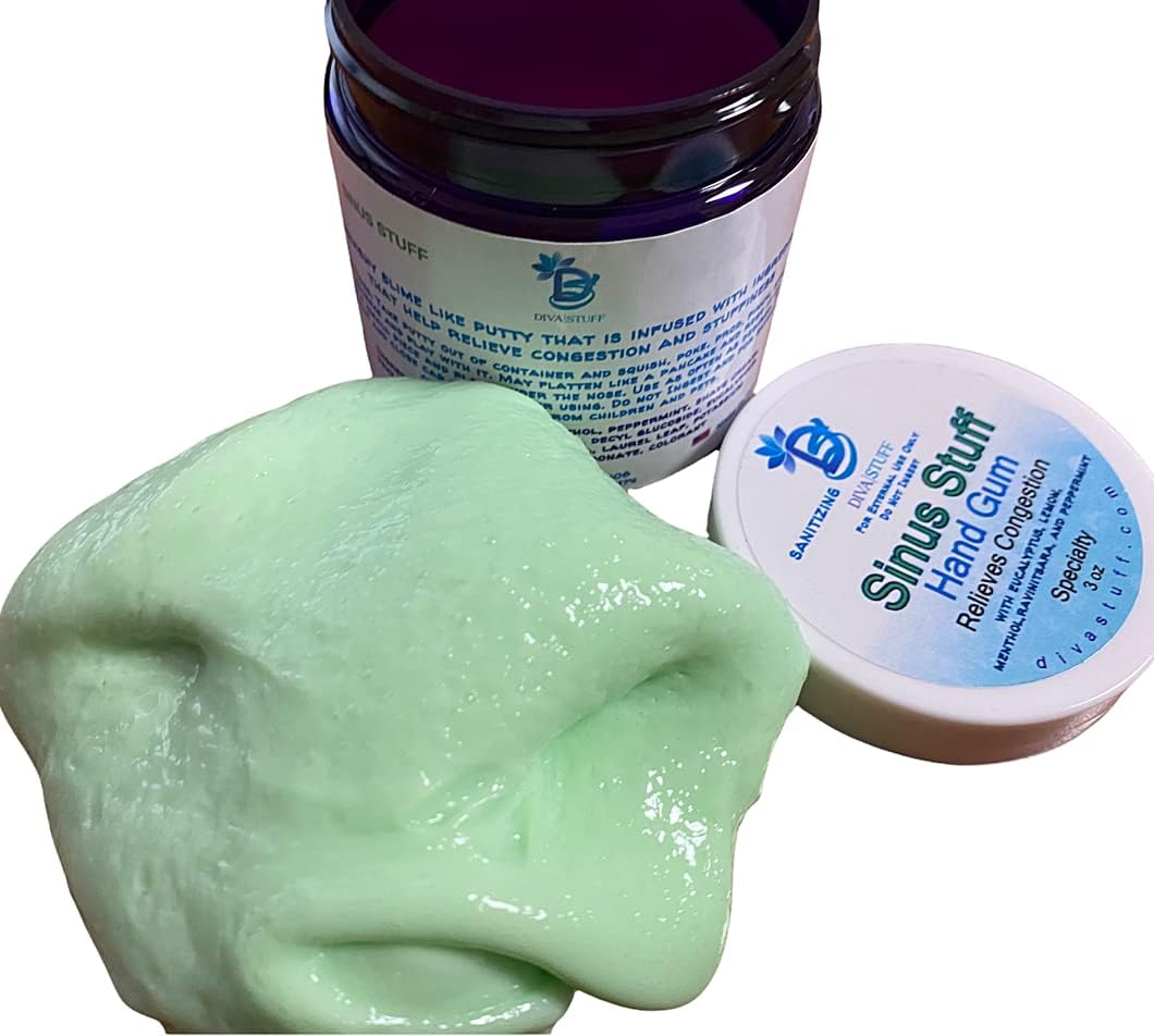 Diva Stuff Cosas sinusales, goma de mascar para aliviar la congestión, divertidas y efectivas, con mentol, eucalipto, menta y más, 3 onzas