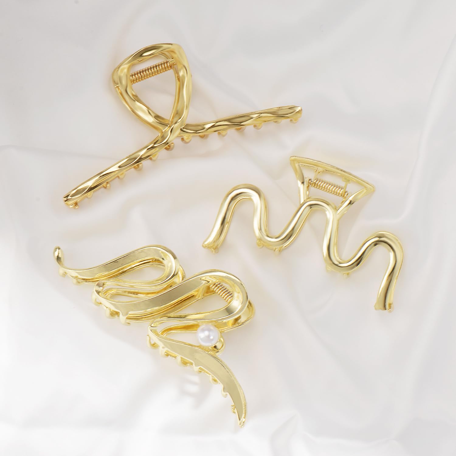 Mehayi 3 pinzas de metal grandes para cabello grueso y pesado, pinzas de sujeción fuerte para cabello largo, accesorios de peinado de moda para