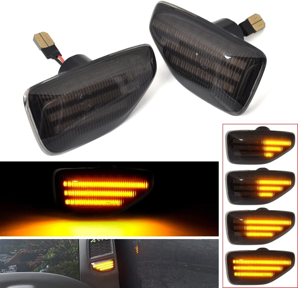 Malcayang Señal de giro lateral LED ámbar para Dacia Logan MCV II Sandero Stepway II Duster II 2012-2022 (negro)