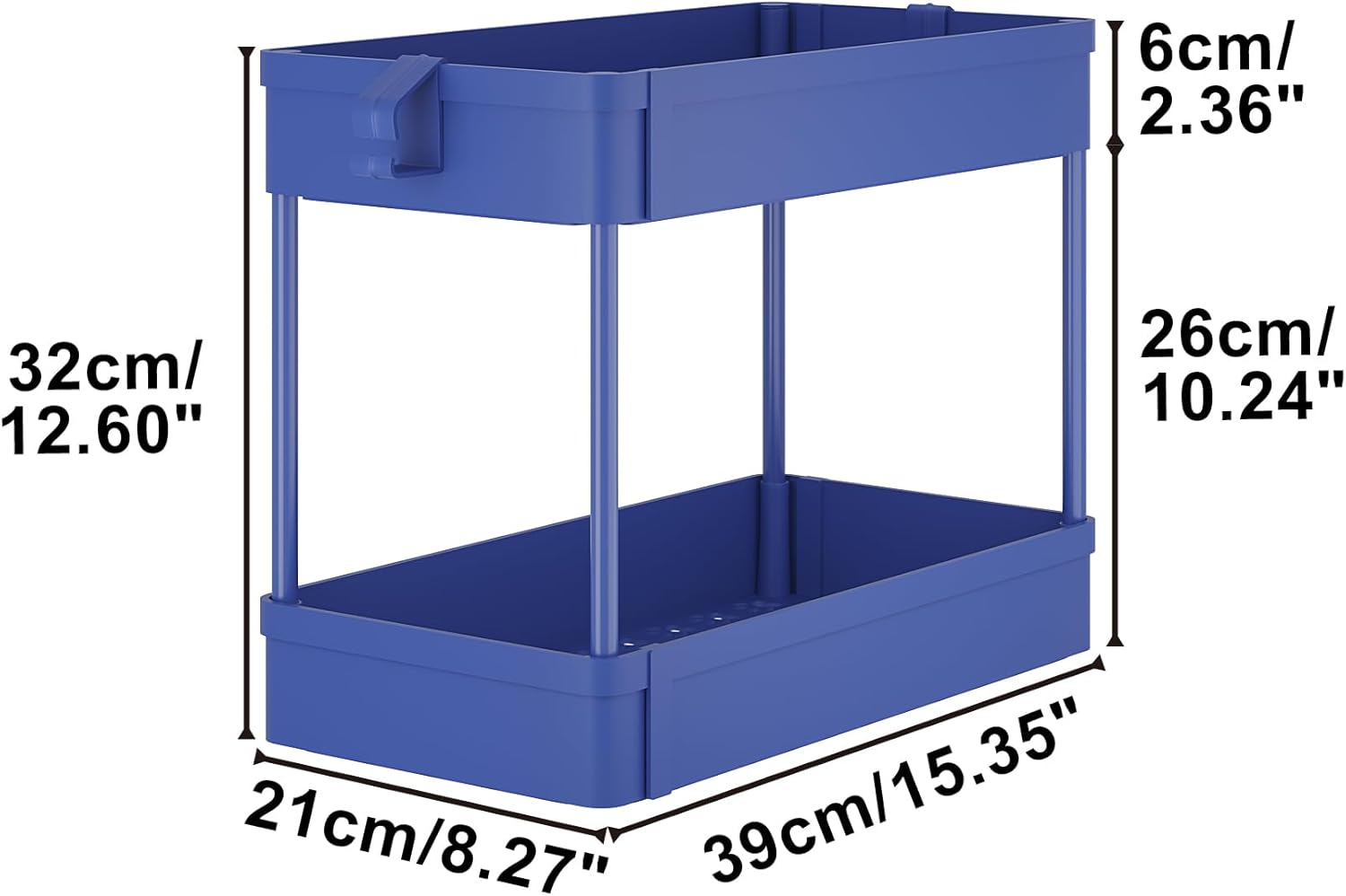 Organizador de almacenamiento para debajo del fregadero, cesta de almacenamiento de 2 niveles para debajo del baño, carrito de almacenamiento