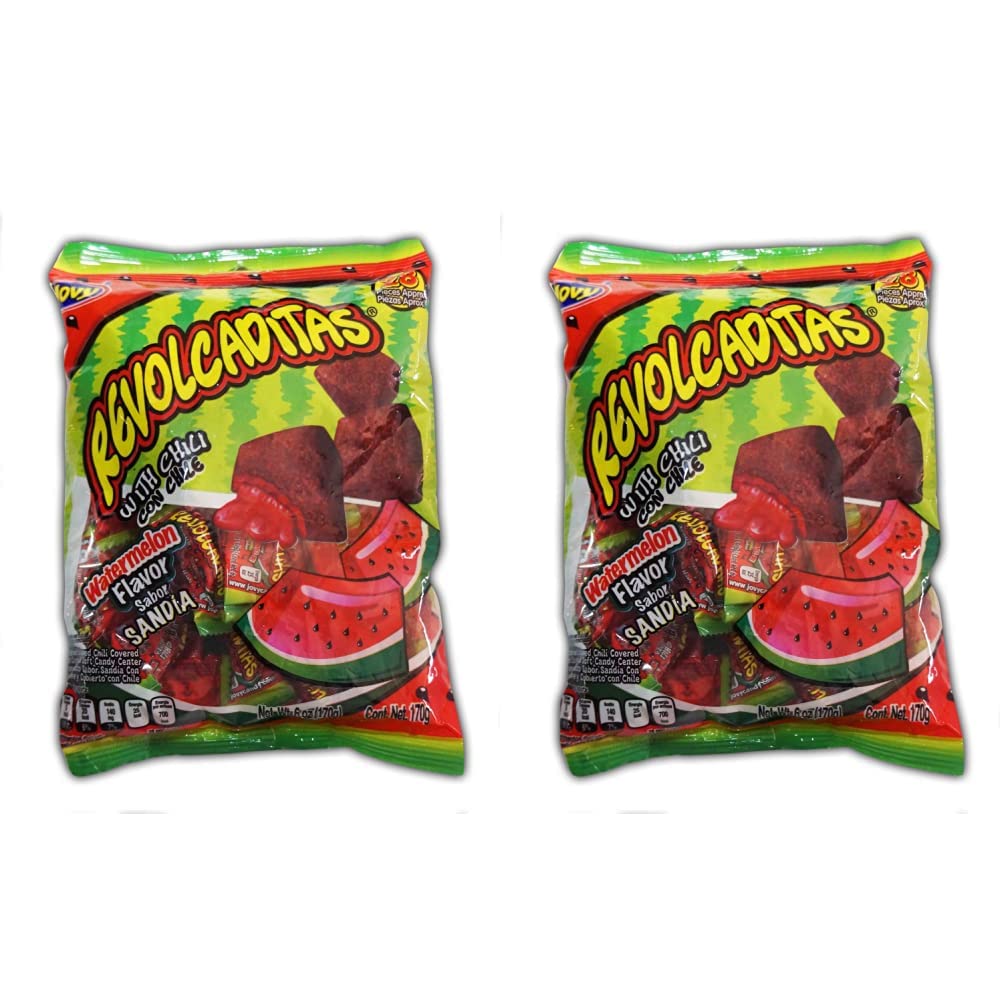 Jovy Revolcaditas con sandía y chile, bolsa de 6 onzas, caramelo picante (paquete de 2)