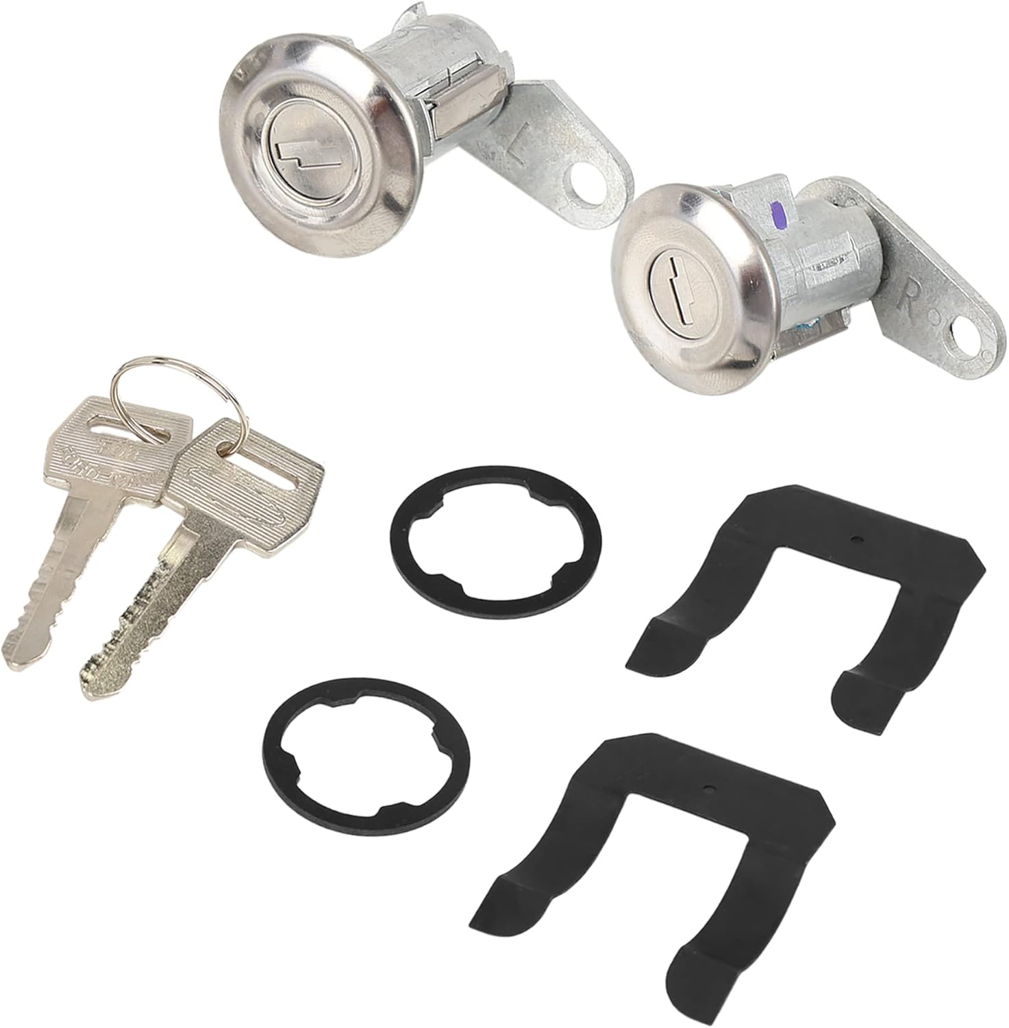 Motoforti Cilindro de cerradura de puerta, cilindro de cerradura de puerta, kit de reparación, para Ford F-100 1980-1983, metal, tono plateado