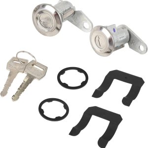 Motoforti Cilindro de cerradura de puerta, cilindro de cerradura de puerta, kit de reparación, para Ford F-100 1980-1983, metal, tono plateado Motoforti Cilindro de cerradura de puerta, cilindro de cerradura de puerta, kit de reparación, para Ford F-100 1980-1983, metal, tono plateado