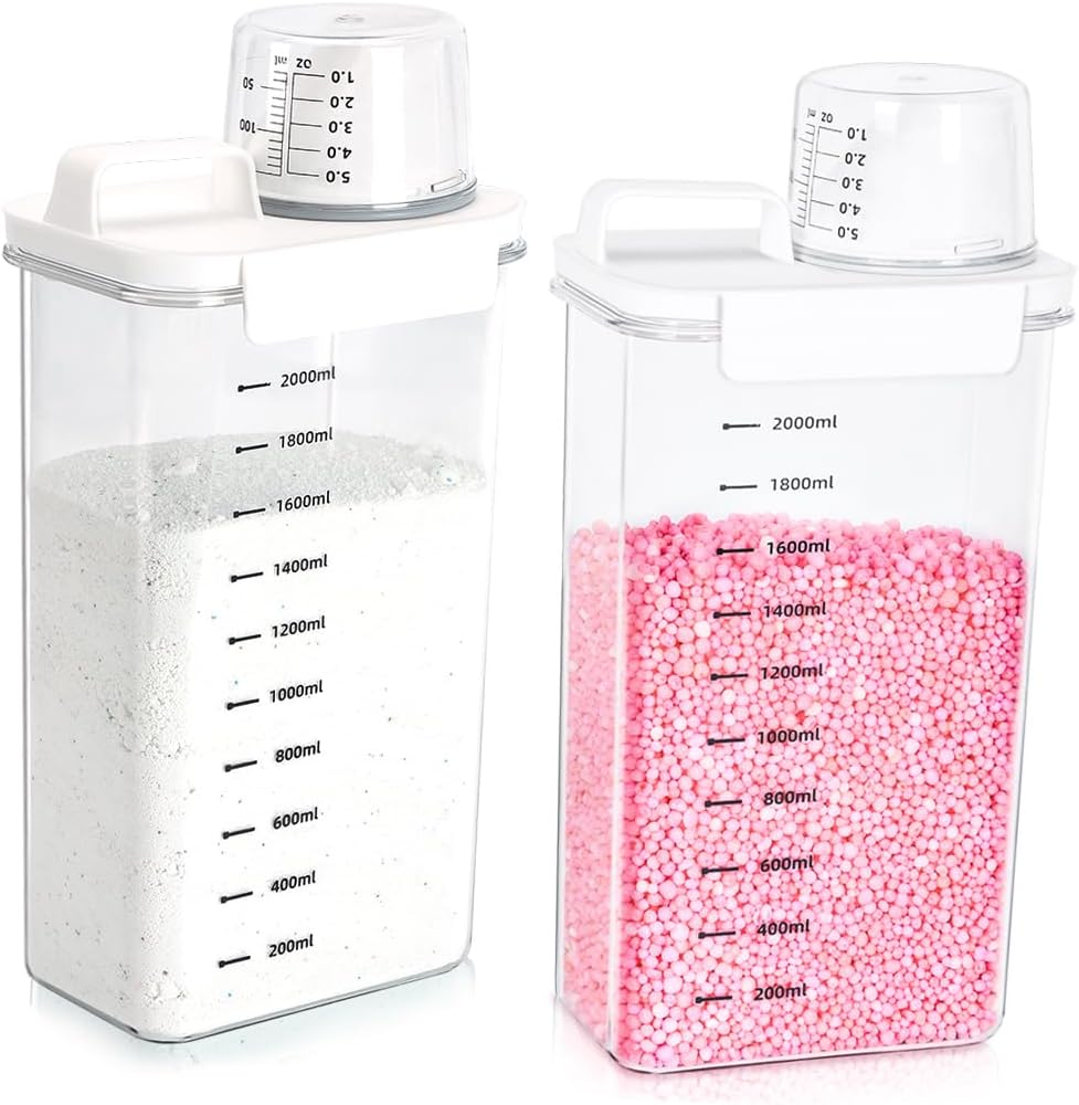 Tokokimo – Paquete de 2 dispensadores de detergente para ropa sucia, contenedor de energía para lavandería de 78 onzas, dispensador de perlas para