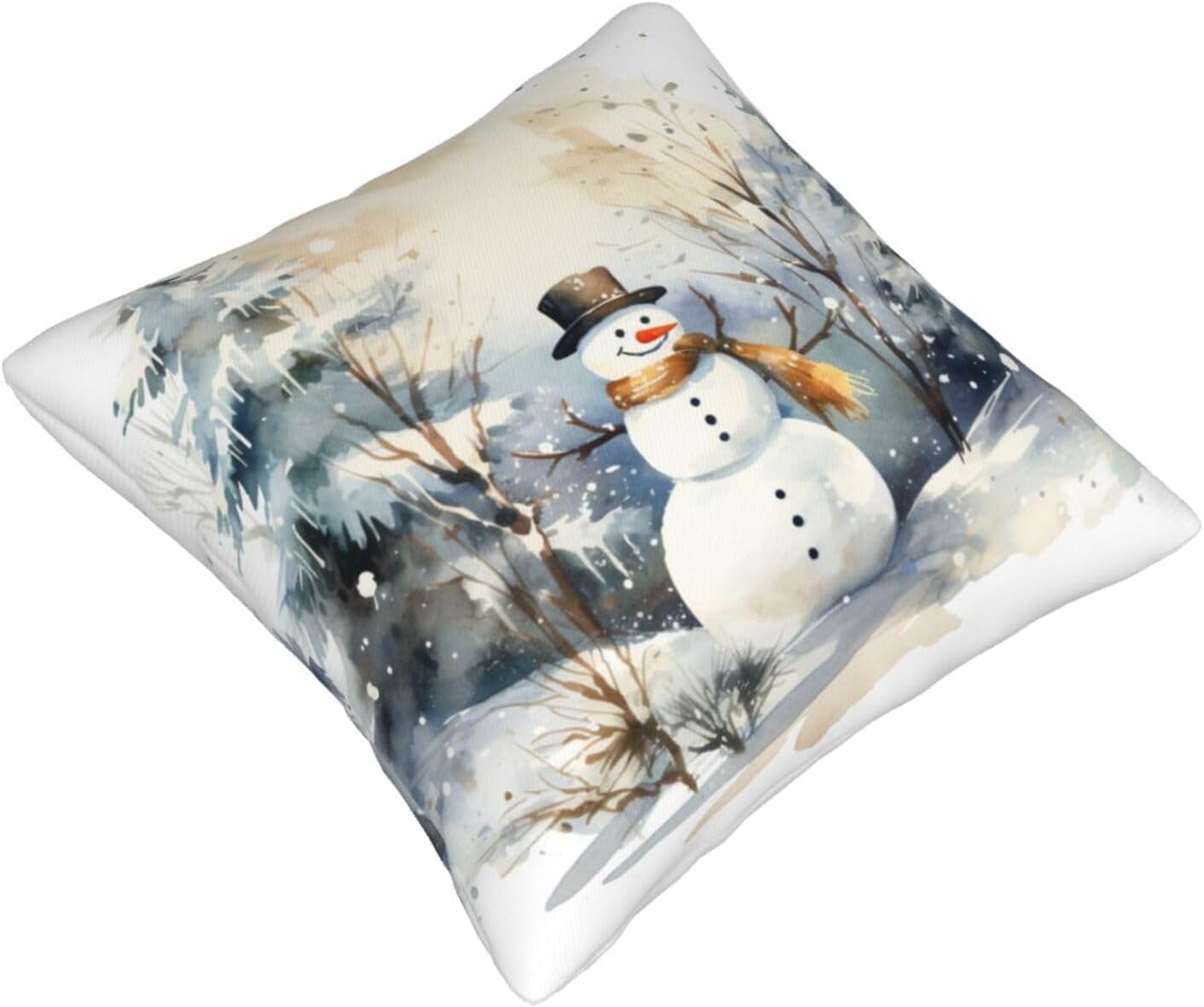 sunzoneflo Funda de almohada de Feliz Navidad, patrón de muñeco de nieve de Navidad, decoración de invierno, decoración de sofá, decoración de