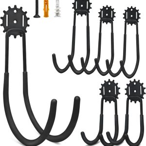 Ganchos de garaje, paquete de 6, ganchos de almacenamiento de pared de acero resistente con revestimiento antideslizante, soporte de montaje en Ganchos de garaje, paquete de 6, ganchos de almacenamiento de pared de acero resistente con revestimiento antideslizante, soporte de montaje en