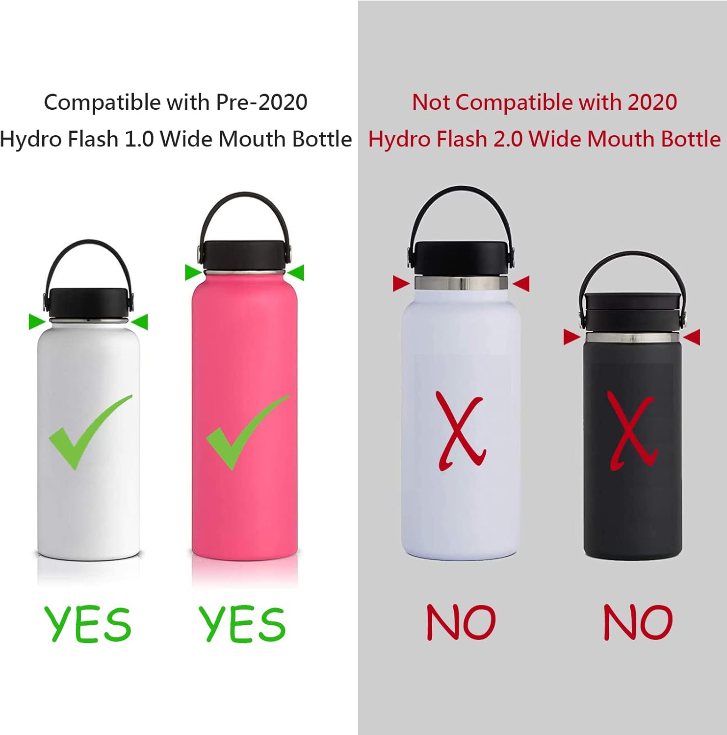 Wongeto Correa de hombro con mango de paracaídas compatible con Hydro Flask correa de botellas de agua de boca ancha