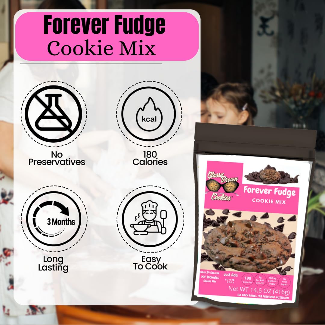 Glassy Brown Cookies – Forever Fudge Cookie Mix  Paquete variado de galletas suaves  Forever Fudge comestible para masa de galletas  Galletas de
