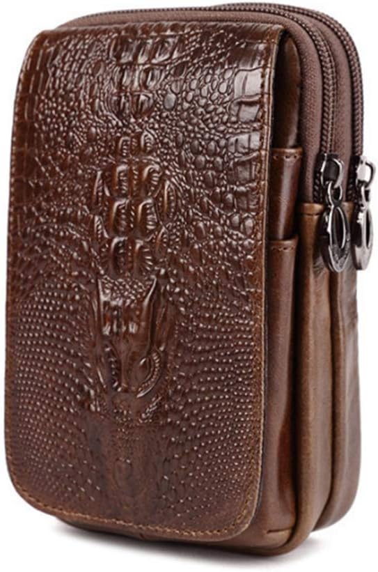 Bolsa inteligente de cuero genuino, soporte para célula, funda táctica, funda de transporte para cinturón, bolsillo para cintura de hombre para