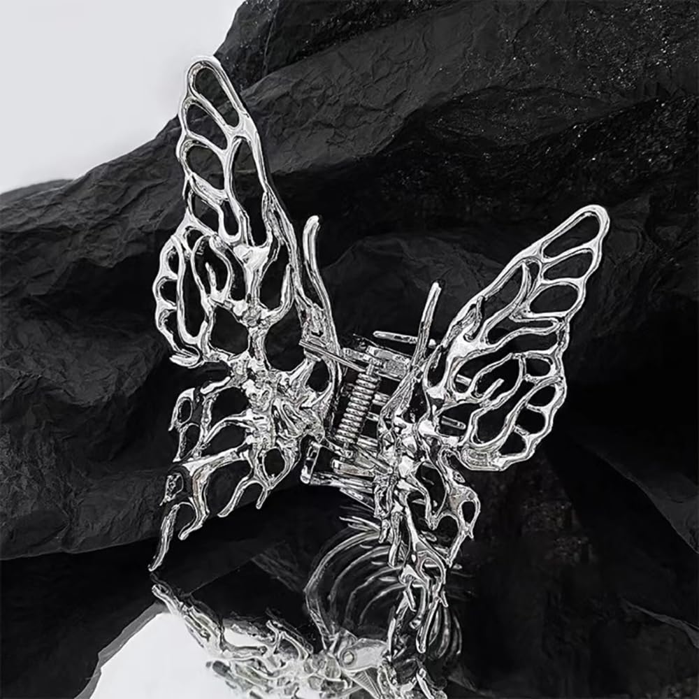 Pinzas para el cabello de mariposa para mujer, 2 piezas grandes, antideslizantes, fuertes, de metal, con diseño de mariposa, lindas pinzas para el