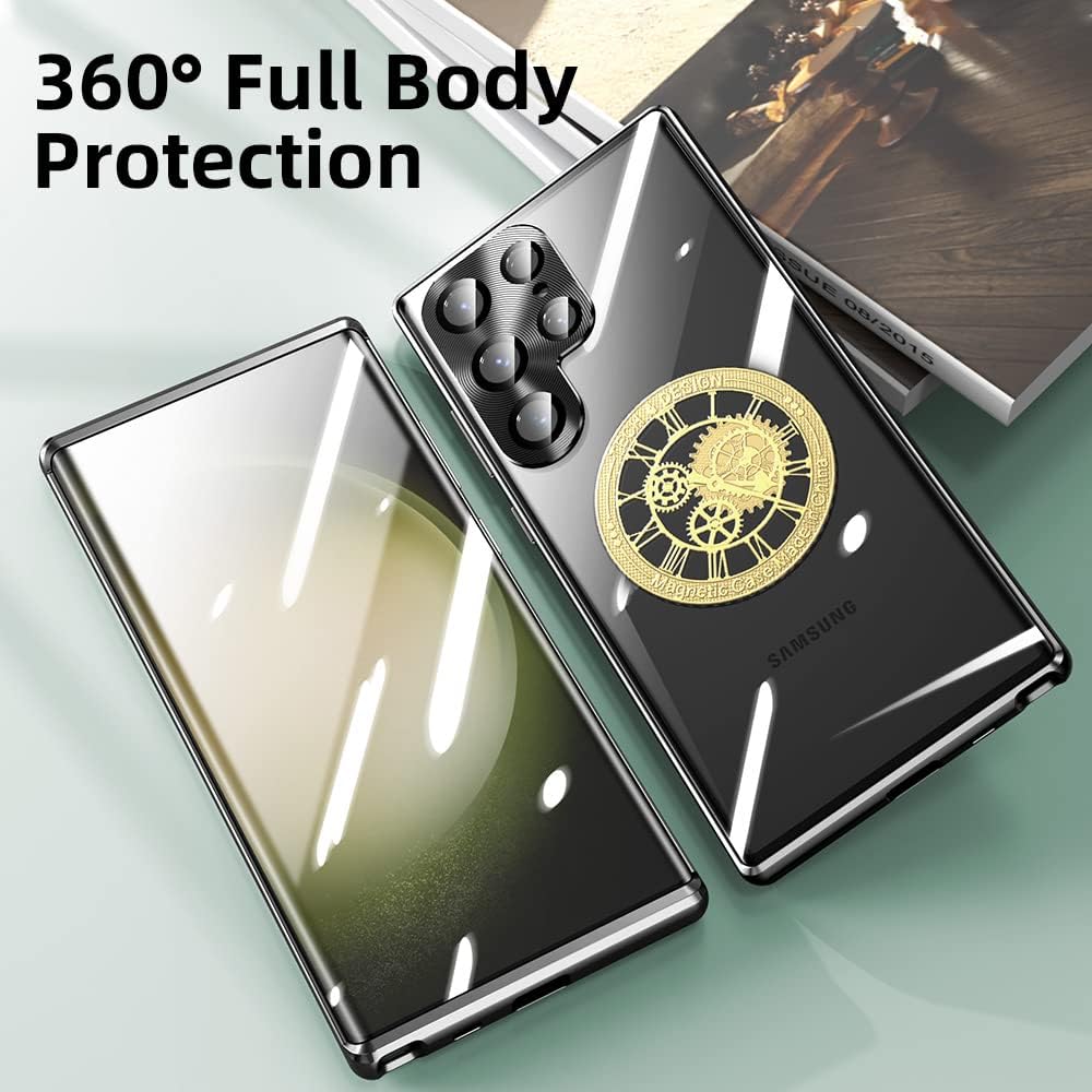 Funda para Samsung Galaxy S23 Ultra, protección de 360 grados compatible con Magsafe contraportada+protector de pantalla+absorción magnética