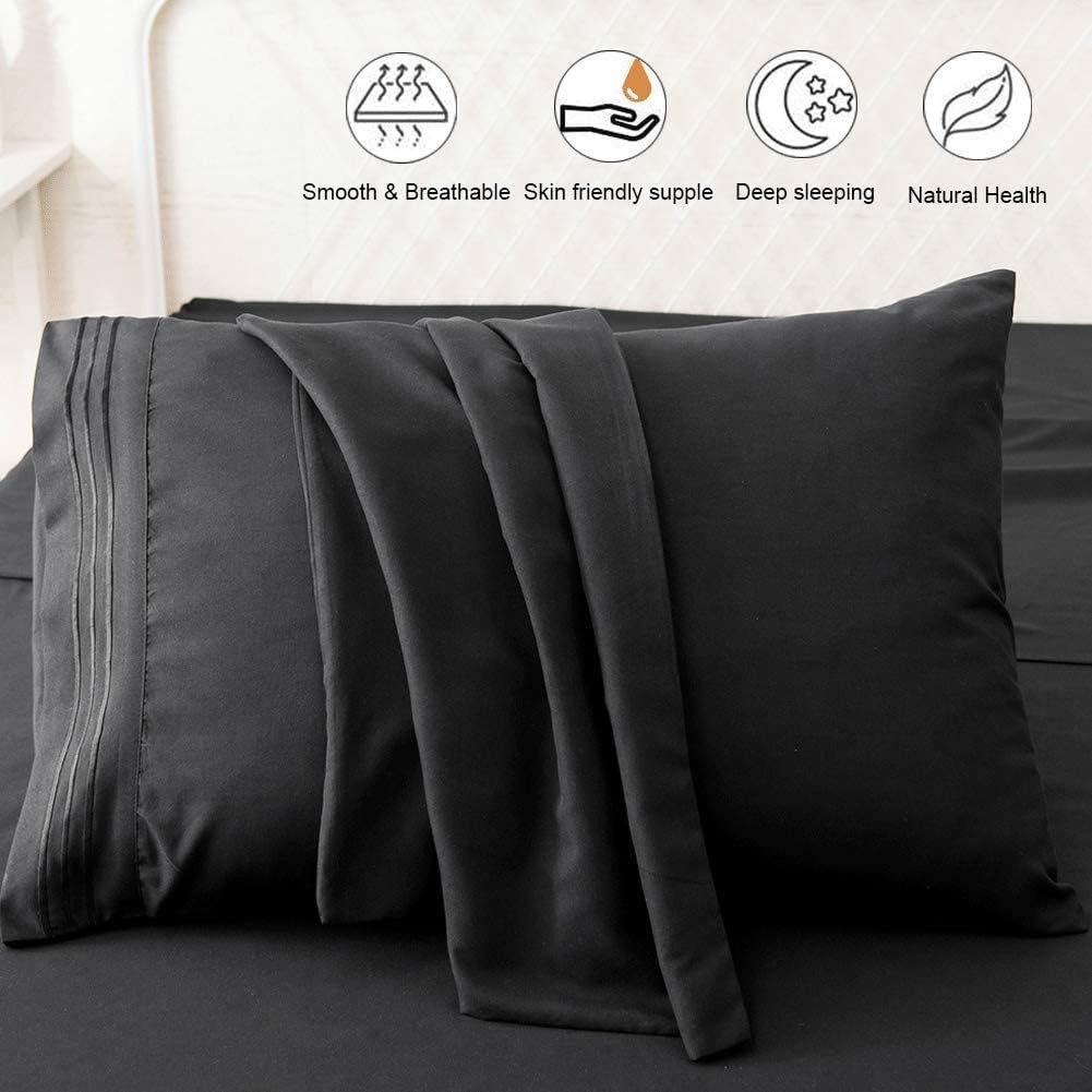 SONORO KATE – Juego de fundas de almohada de lujo, microfibra cepillada 1800, antiarrugas, resistentes a la decoloración, antimanchas,