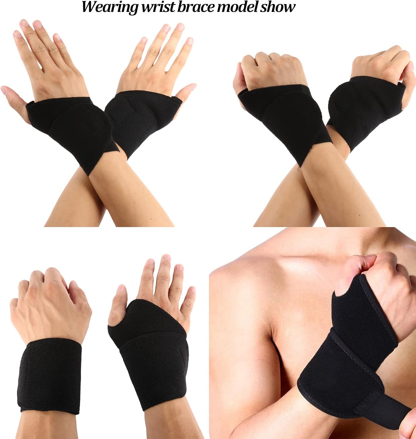 2 PCS Wrist Brace Sport-Adjustable Carpal Tunnel Hand Support Men Women Wrap Guard-Pain Relief WristBands Compression Strap Sleeve for Indoor