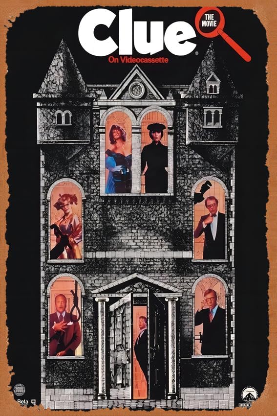 Clue 1985 – Póster de metal de 8 x 12 pulgadas, decoración de pared retro vintage para placa de café, club, cocina y hogar.
