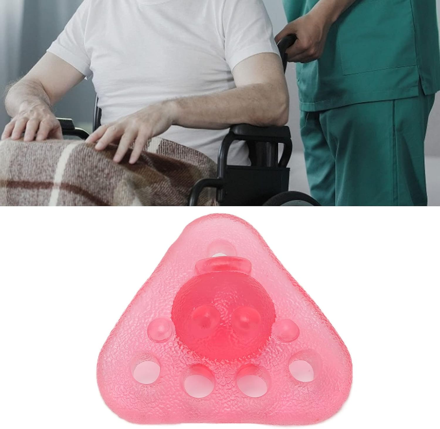Entrenador de agarre, estirador de dedos TPR triángulo bola agarre entrenador mano estiramiento ejercicio juguete rosa para restaurar lesiones en la