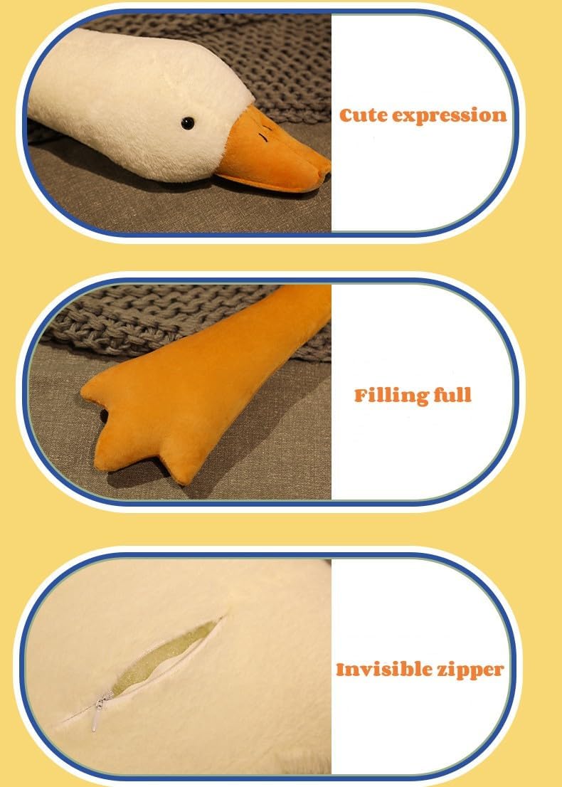 Peluche de ganso gigante, almohada de felpa de ganso suave de 74.8 pulgadas, lindo juguete de peluche de cisne de peluche de cisne para dormir,