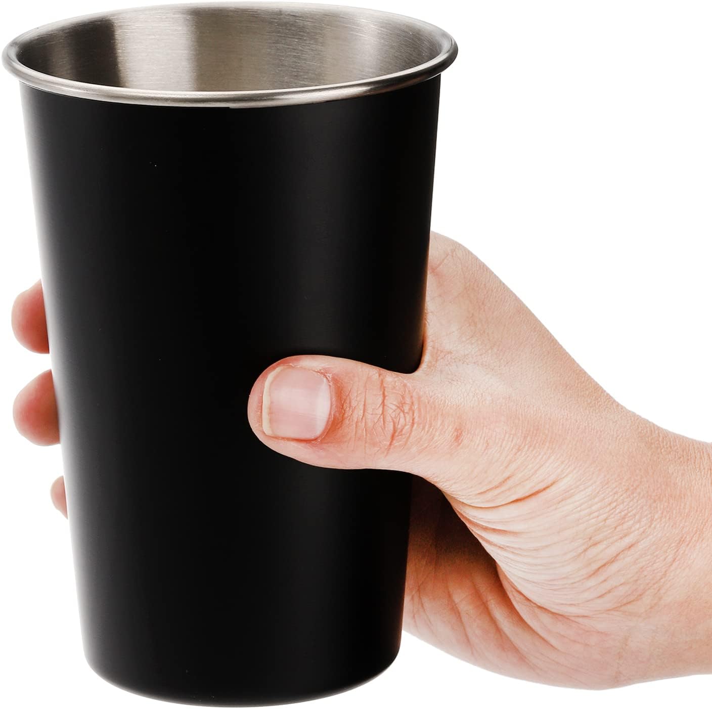 Tosnail Paquete de 6 vasos de acero inoxidable de 16 onzas, vasos de metal irrompibles para niños, adultos, uso en interiores y exteriores, color