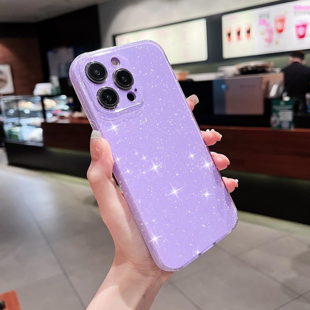 Funda compatible con iPhone 15 Pro con purpurina neón, bonita funda delgada y brillante de TPU a prueba de golpes para mujeres y niñas para 15 Pro