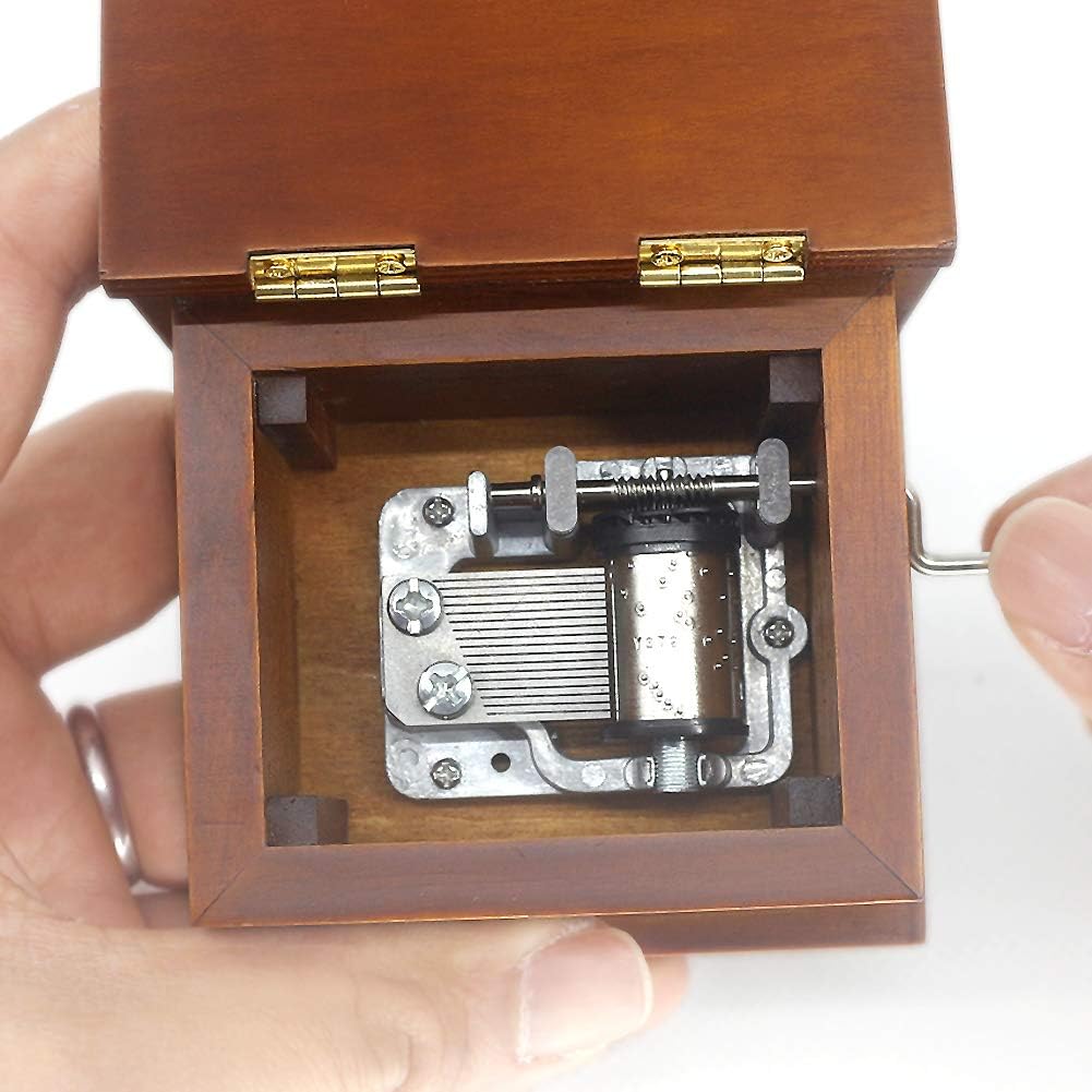 Caja de música de libro de madera, manivela antigua, joyería tallada, cajas musicales, Navidad, cumpleaños, día de San Valentín, regalos, reproduce
