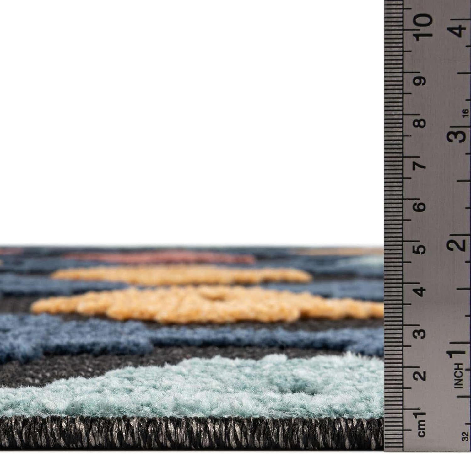 Unique Loom Belize Outdoor Collection – Alfombra rectangular de 2 x 3 pies 1 pulgada, color carbón y azul marino
